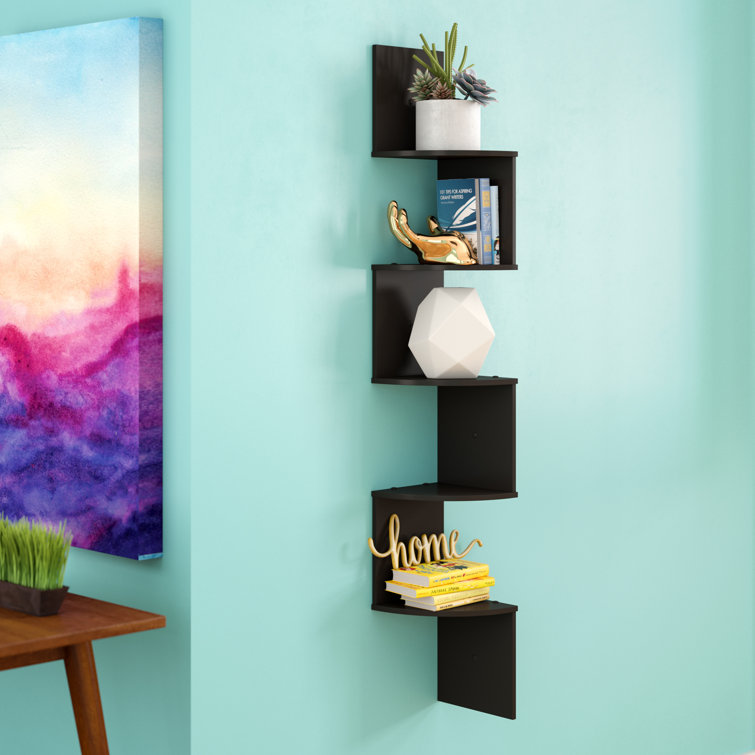 Ebern Designs 5Tier Wall Mount Floating Radial Corner Shelf & Reviews